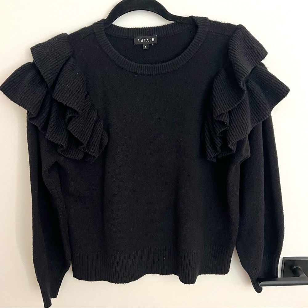 1. State Black Ruffle Sweater - Picture 2 of 5